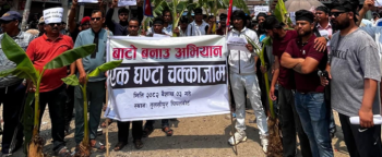 तीन वर्षदेखि सडक अलपत्र पारेपछि स्थानीयले सडकमै रोपे ‘केराको बोट’