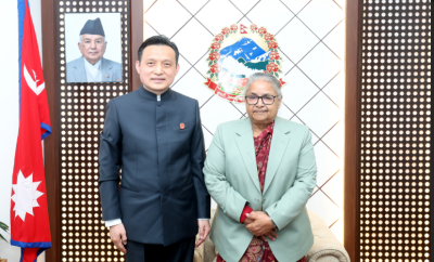 प्रधानमन्त्री कार्की र चिनियाँ राजदूतबीच शिष्टाचार भेट