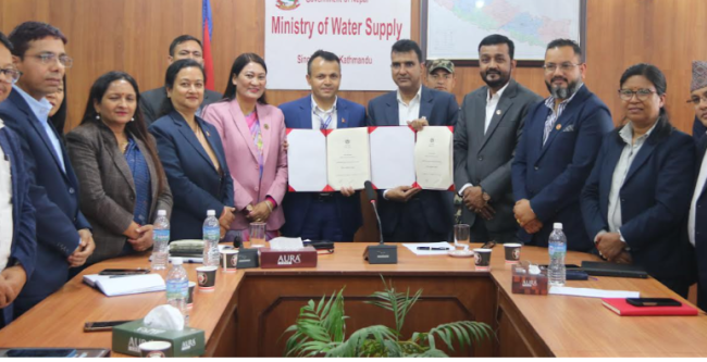 खानेपानी मन्त्रालय र कर्णाली प्रदेश जलस्रोत मन्त्रालयबीच लागत सहभागिता सम्झौता
