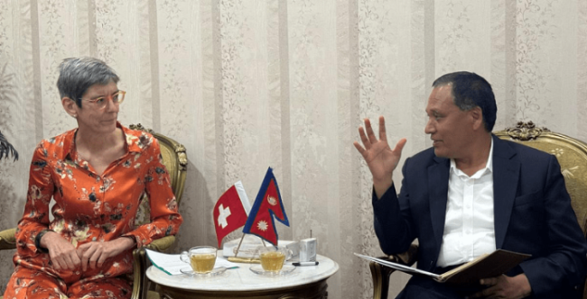 नेपालको ऊर्जा तथा पूर्वाधार निर्माण क्षेत्रमा सहयोग गर्न स्वीस सरकार सधैँ तयार