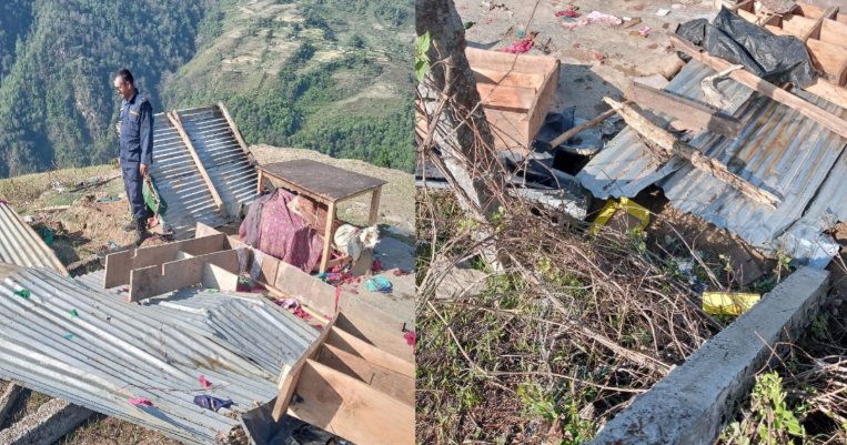 बाजुरामा हावाहुरी, चट्याङ र पहिरोबाट विभिन्न ठाउँमा क्षति